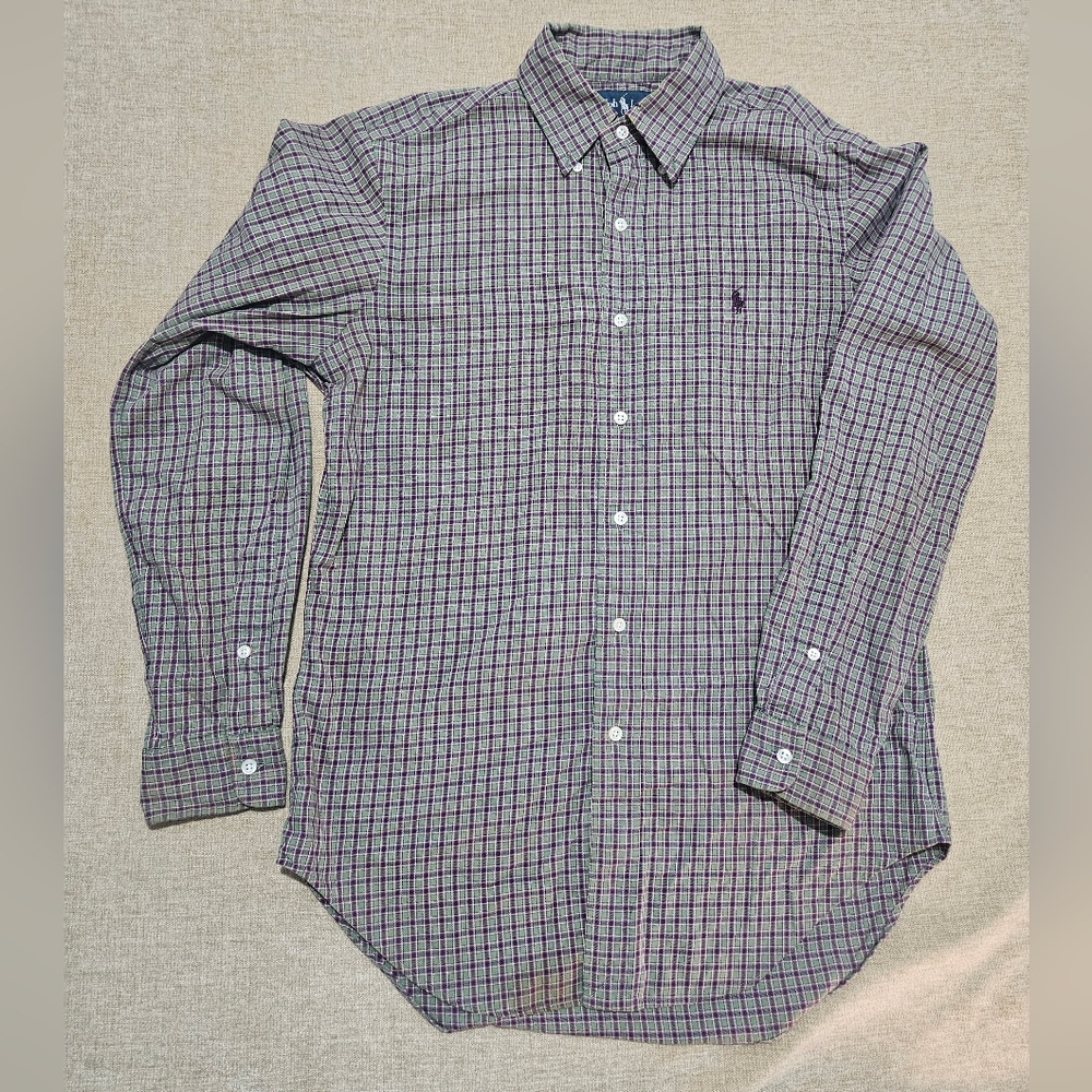Ralph Lauren Men's Checkered Shirt - Purple and Black